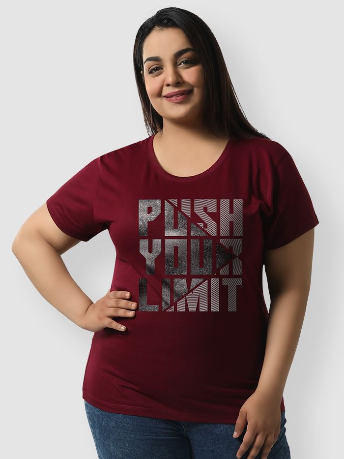 Buy Push Your Limit Women Plus Size T-shirt Online in India -Beyoung