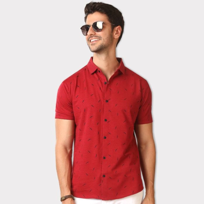 Buy Red Dot \u0026 Leaf Slim Fit Half Sleeve 