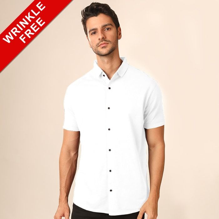Buy White Plain Half Sleeve Shirt 