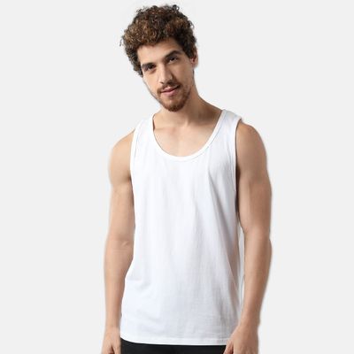 mens plain white vests