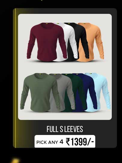 Pick Any 4 Plain Full Sleeves T Shirts Combo 1399