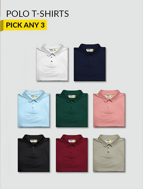 Pick Any 3- Polo T-shirt Combo