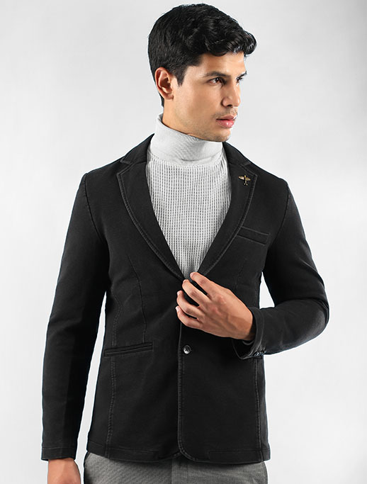 Black Single Breasted Mens Blazer