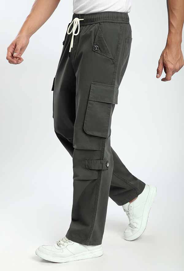 Green Pleated Knee Camo Cotton Mens Cargo Pants
