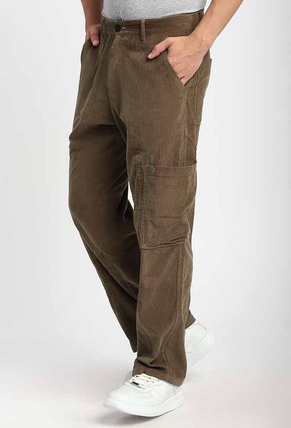 Brown Corduroy Cargo Pants