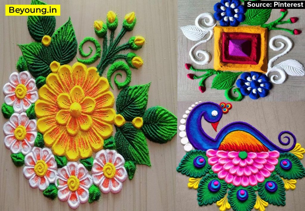 Simple Rangoli Designs on Sand