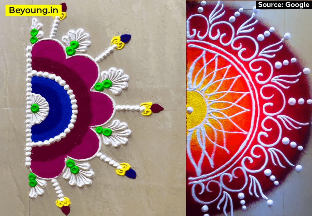 Semi-Circle Easy Rangoli Designs