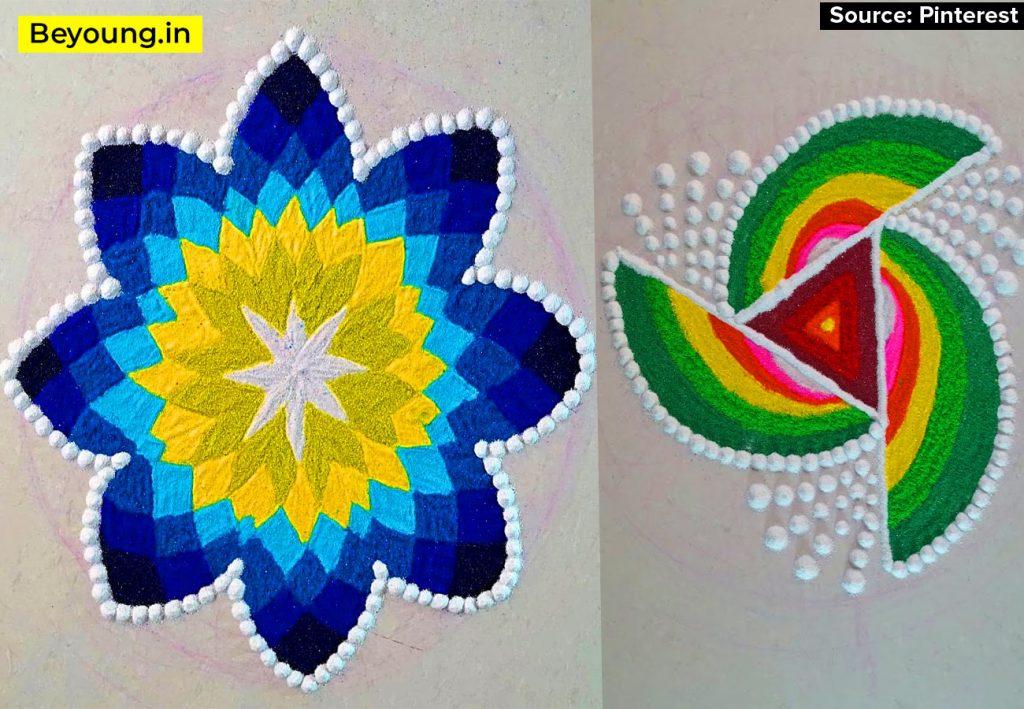 how to make handmade rangoli design || rangoli drawing for kids - YouTube