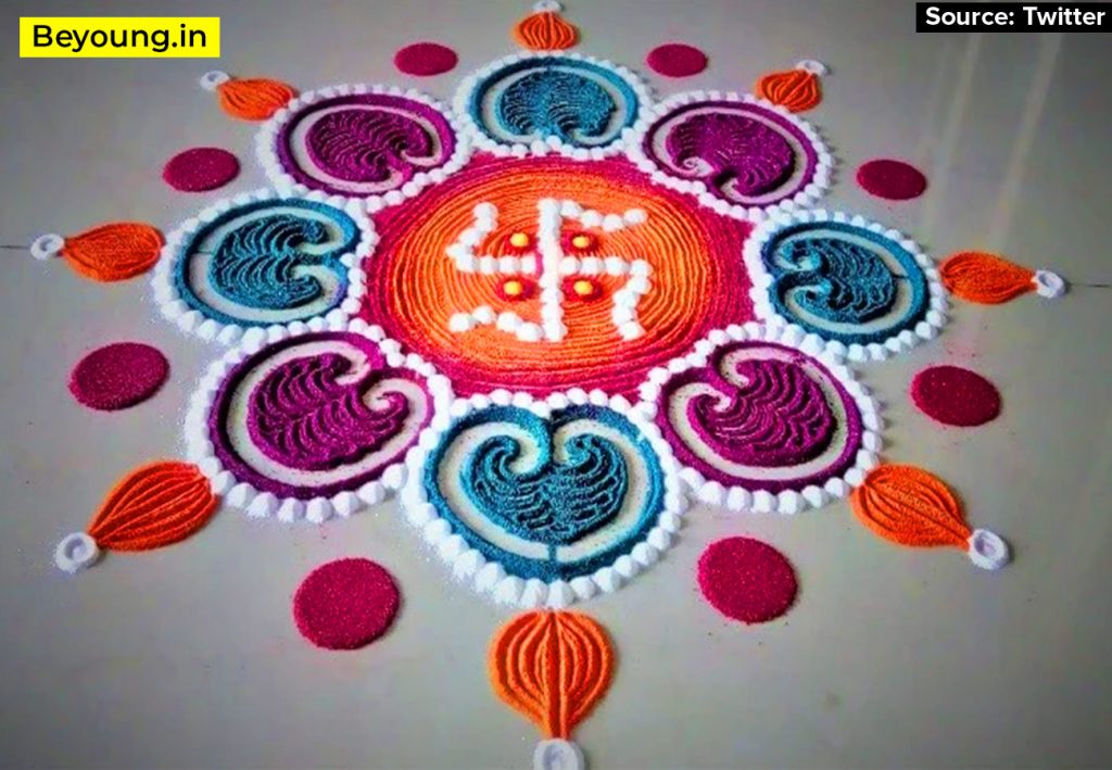 Swastik Sign Rangoli Design