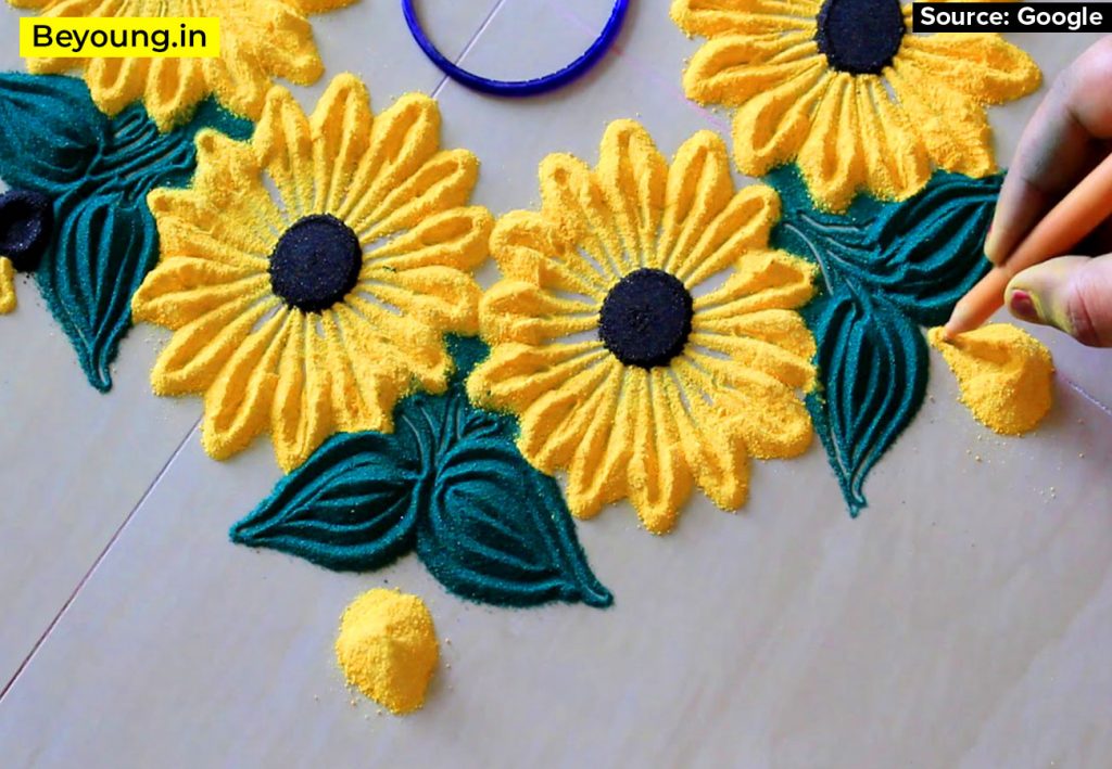 Sunflower Rangoli Designs