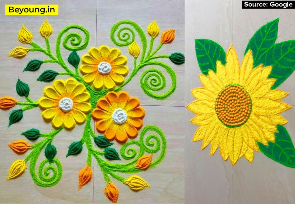 Sunflower Magic Rangoli Idea