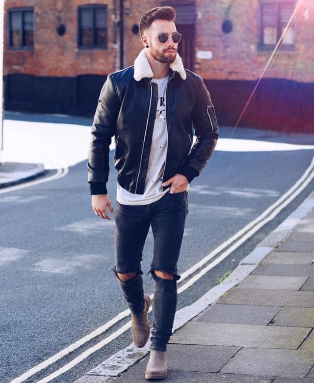 Black Distresses Jeans Layering