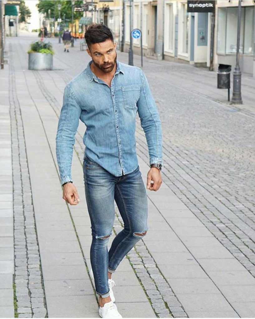 Distressed Jeans with Shirt