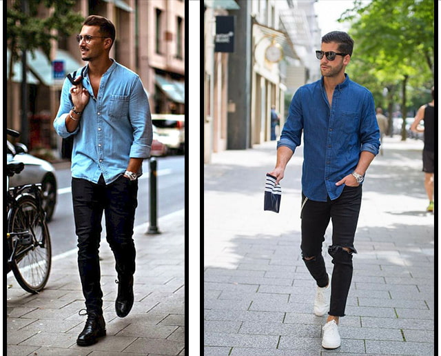 male denim shirt outfits