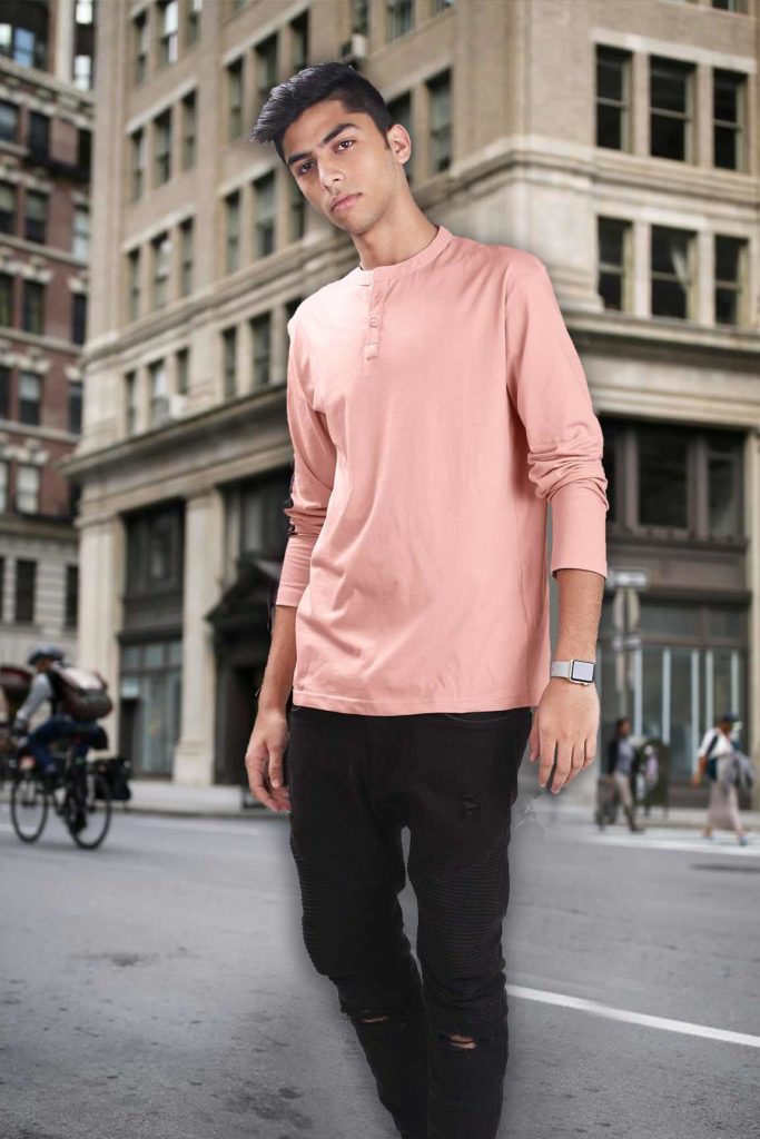 Henley Full Sleeve Plain T Shirt Design