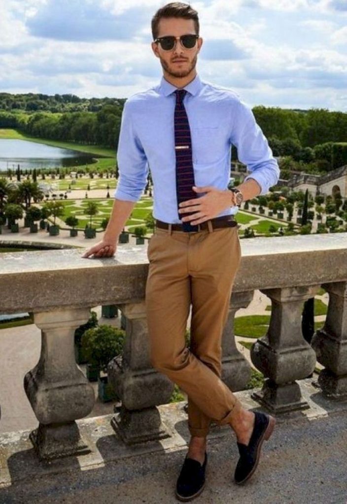 Formal Brown Pants Blue Shirt Combination - Formal Pant Shirt Style