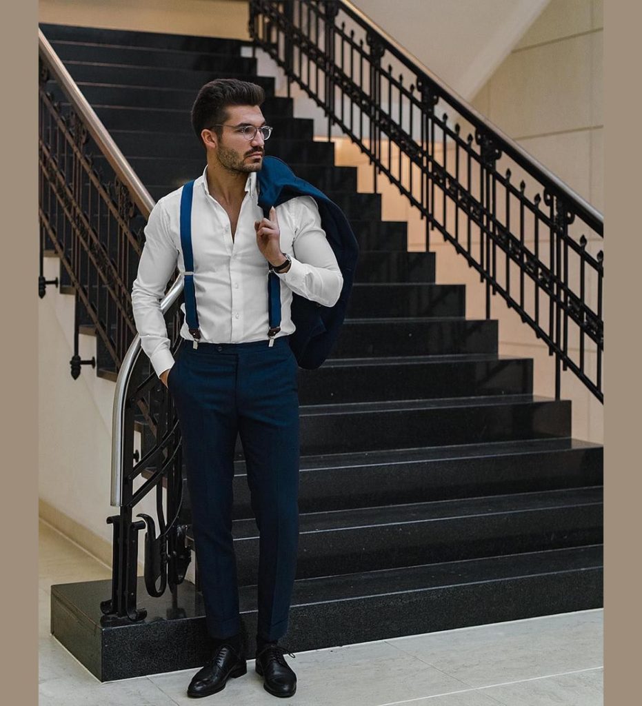 formal dress blue pant and white shirt