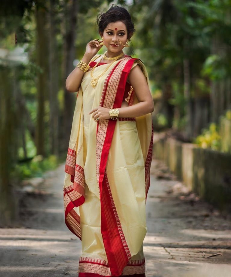 village style saree draping