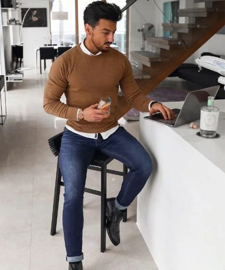 Round Neck Full Sleeve T Shirts with Collar Shirt