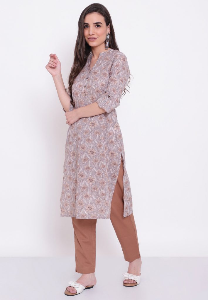 Different Types of Kurtis - Roll Up Sleeves Kurti