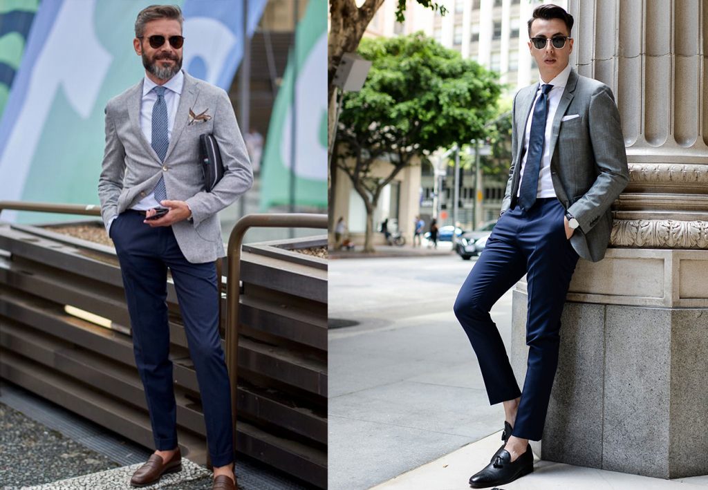 Grey Blazer Combination Blue Pant