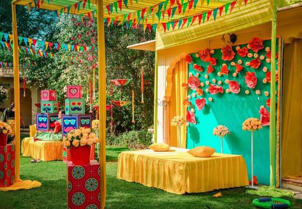 Wedding Stages with Colourful Backdrop