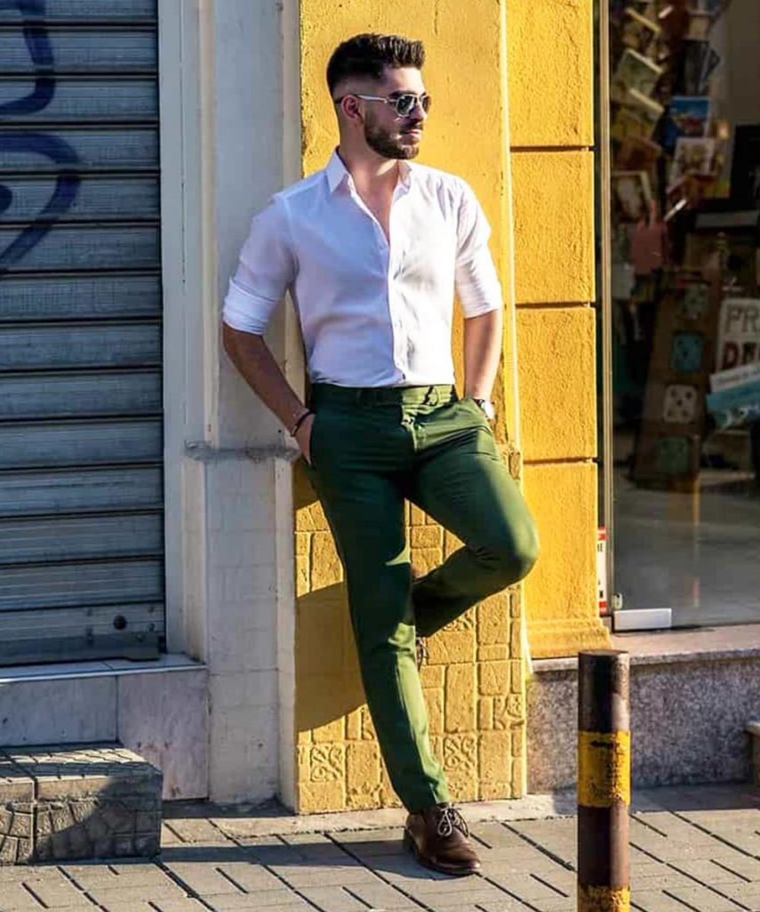 White Shirt Combination With Green Military Jeans