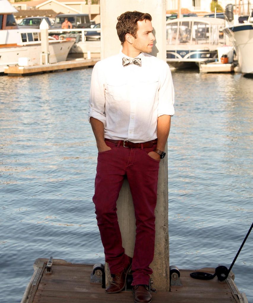 White Shirt & Maroon Flared Pants – Raffiné