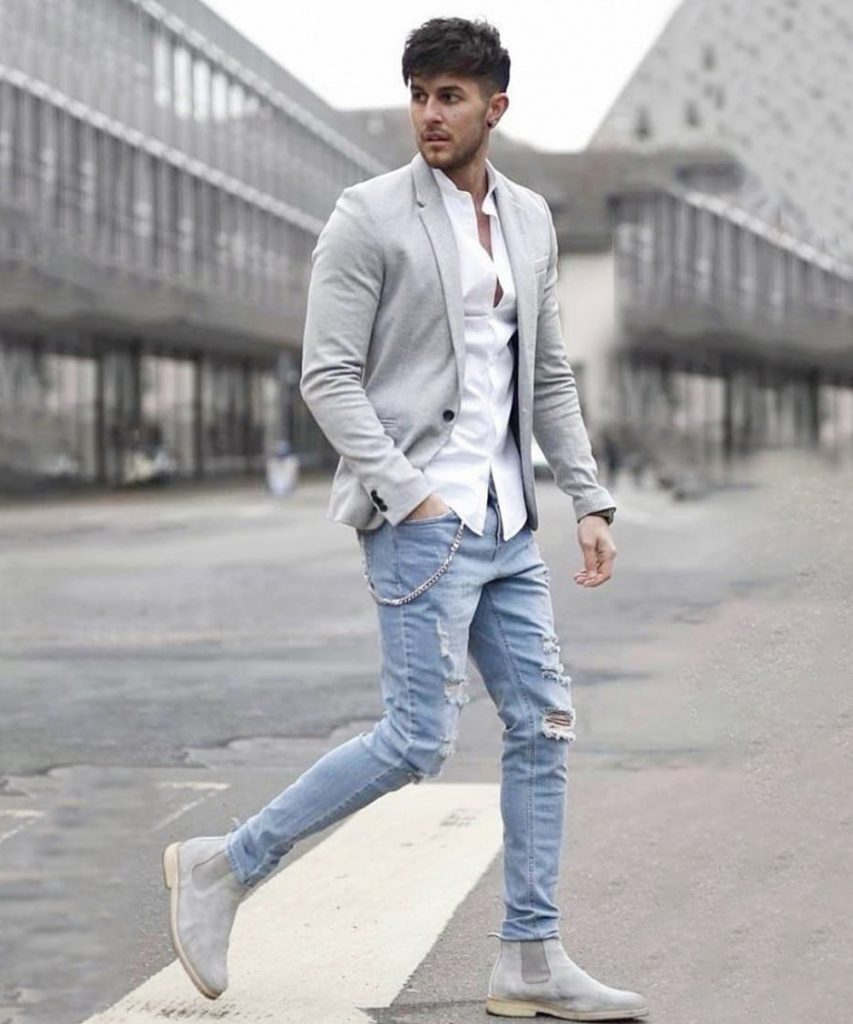 Grey Blazer Combination with Jeans
