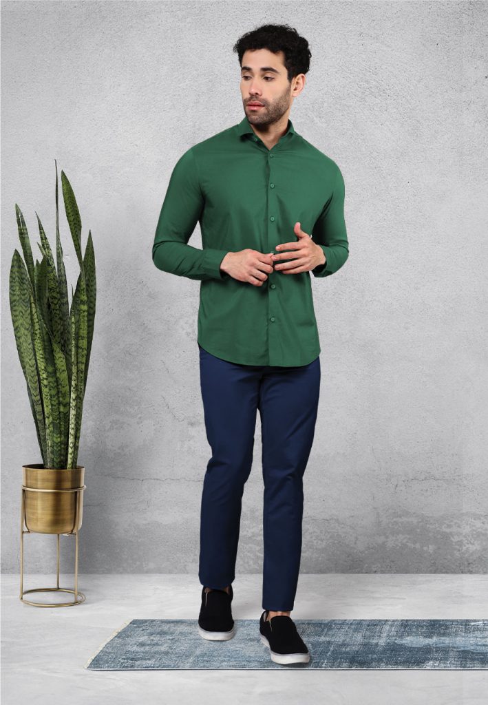 Shirt and Pant Combo 14 (Bottle Green Shirt and Grey Pant) – Cloth Culture