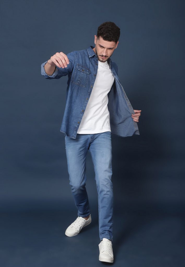 Blue Shirt Matching Pants | Mens denim shirt outfit, Denim shirt men, Jeans  outfit men