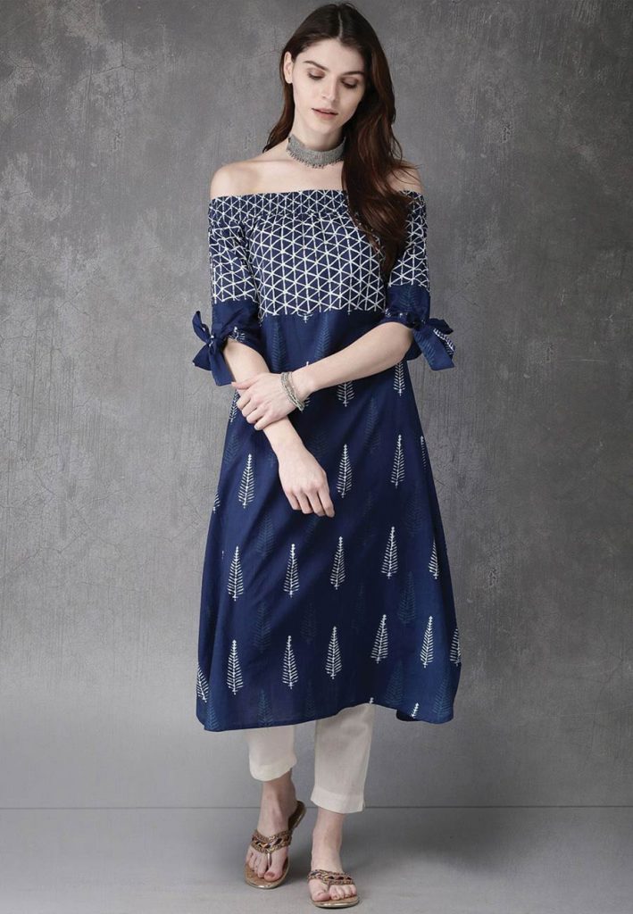 Buy online Printed Cold Shoulder Straight Kurta from Kurta Kurtis for Women  by Ed for 799 at 39 off  2023 Limeroadcom