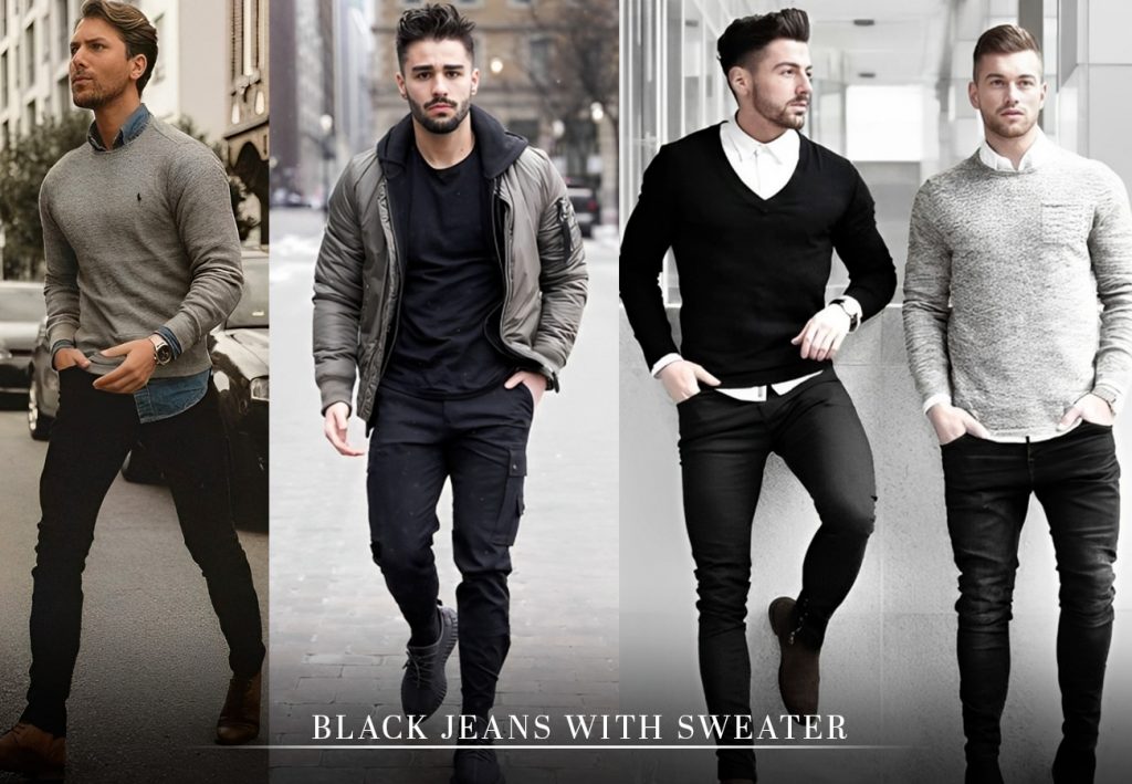 black jeans shirts combinations for Men